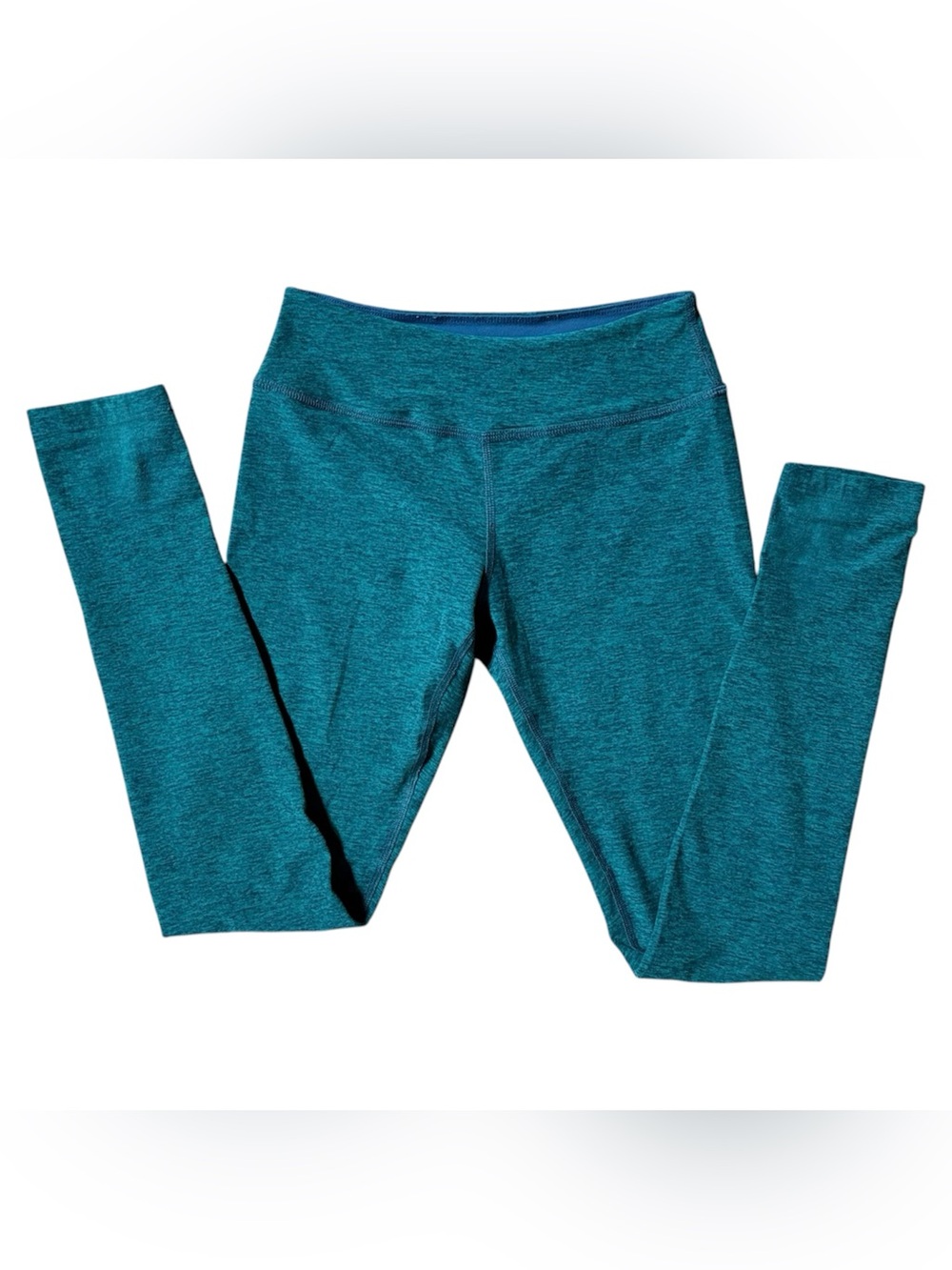 Beyond Yoga Teal Heather Spacedye Mid-Rise Leggings | Small